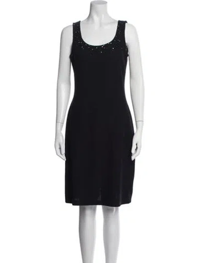 Pre-owned St John Wool Knee-length Dress In Black