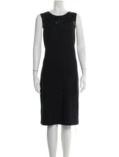 Pre-owned St John Wool Knee-length Dress In Black