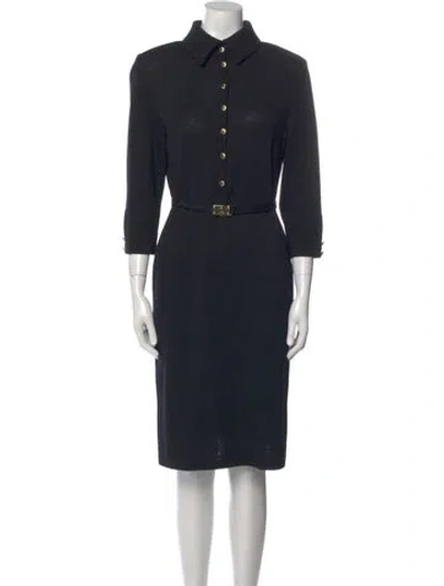 Pre-owned St John Wool Knee-length Dress In Blue