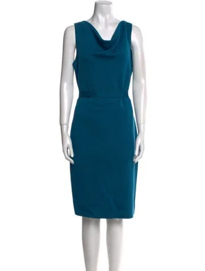 Pre-owned St John Wool Knee-length Dress In Blue