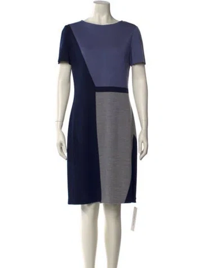 Pre-owned St John Wool Knee-length Dress In Blue