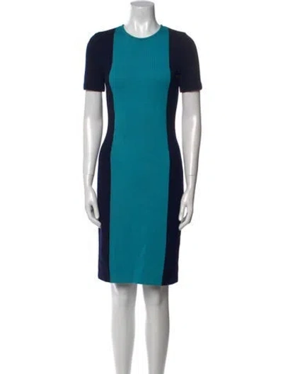 Pre-owned St John Wool Knee-length Dress In Blue