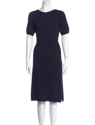 Pre-owned St John Wool Knee-length Dress In Blue