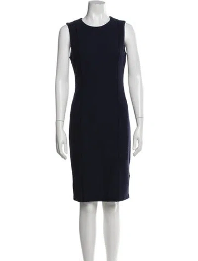 Pre-owned St John Wool Knee-length Dress In Blue