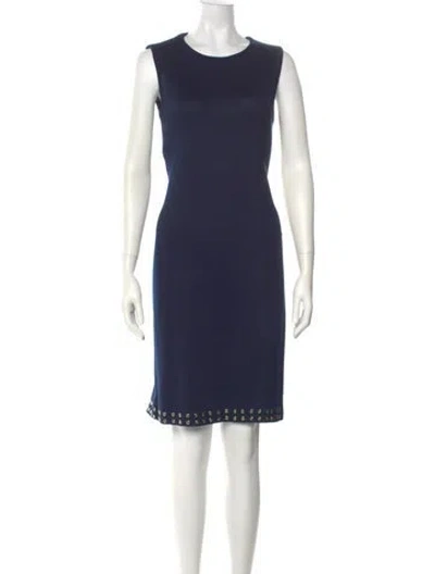 Pre-owned St John Wool Knee-length Dress In Blue