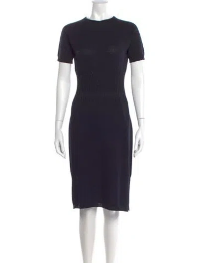 Pre-owned St John Wool Knee-length Dress In Blue