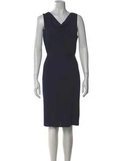 Pre-owned St John Wool Knee-length Dress In Blue