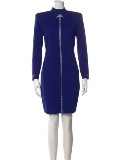 Pre-owned St John Wool Knee-length Dress In Blue