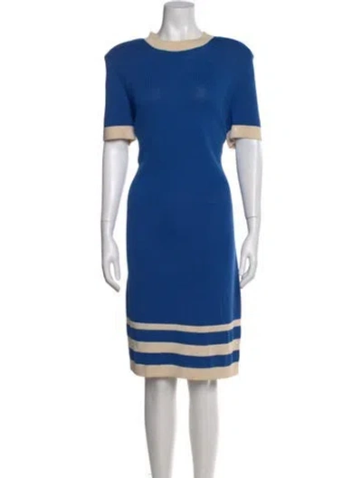 Pre-owned St John Wool Knee-length Dress In Blue