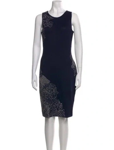 Pre-owned St John Wool Knee-length Dress In Blue