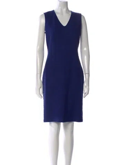 Pre-owned St John Wool Knee-length Dress In Blue