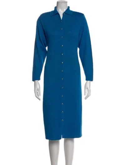 Pre-owned St John Wool Knee-length Dress In Blue