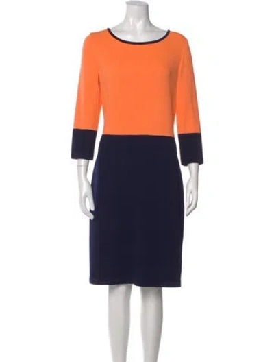 Pre-owned St John Wool Knee-length Dress In Blue
