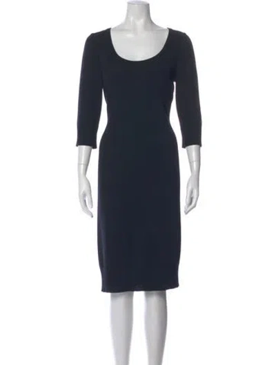 Pre-owned St John Wool Knee-length Dress In Blue