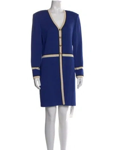 Pre-owned St John Wool Knee-length Dress In Blue