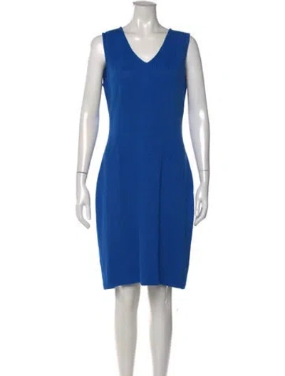 Pre-owned St John Wool Knee-length Dress In Blue