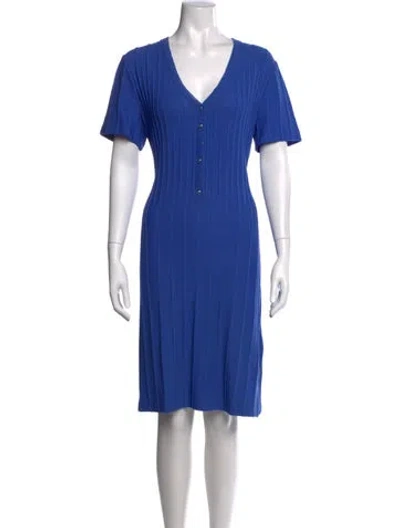 Pre-owned St John Wool Knee-length Dress In Blue
