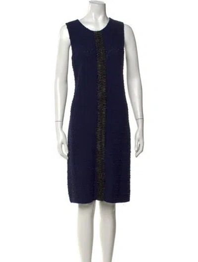 Pre-owned St John Wool Knee-length Dress In Blue