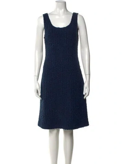 Pre-owned St John Wool Knee-length Dress In Blue
