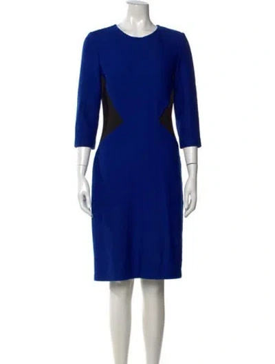 Pre-owned St John Wool Knee-length Dress In Blue