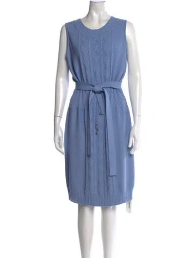 Pre-owned St John Wool Knee-length Dress In Blue