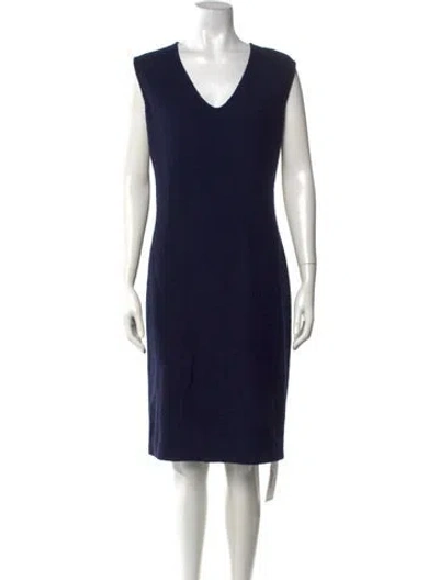 Pre-owned St John Wool Knee-length Dress In Blue