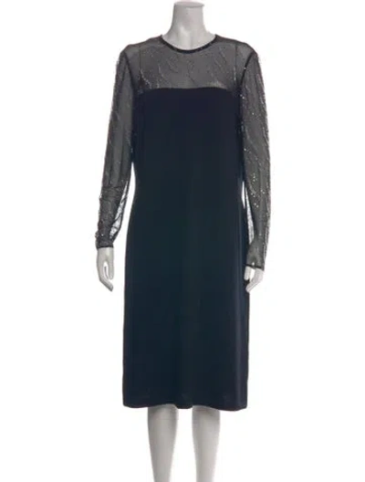 Pre-owned St John Wool Knee-length Dress In Blue