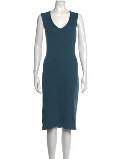 Pre-owned St John Wool Knee-length Dress In Blue