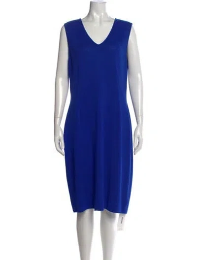 Pre-owned St John Wool Knee-length Dress In Blue