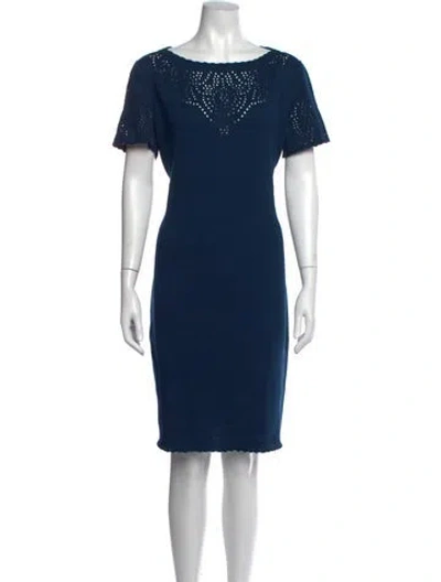 Pre-owned St John Wool Knee-length Dress In Blue