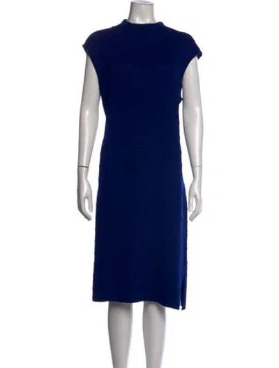 Pre-owned St John Wool Knee-length Dress In Blue