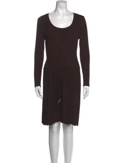 Pre-owned St John Wool Knee-length Dress In Brown