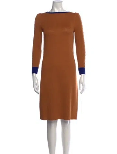 Pre-owned St John Wool Knee-length Dress In Brown