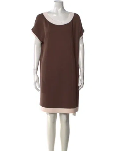 Pre-owned St John Wool Knee-length Dress In Brown