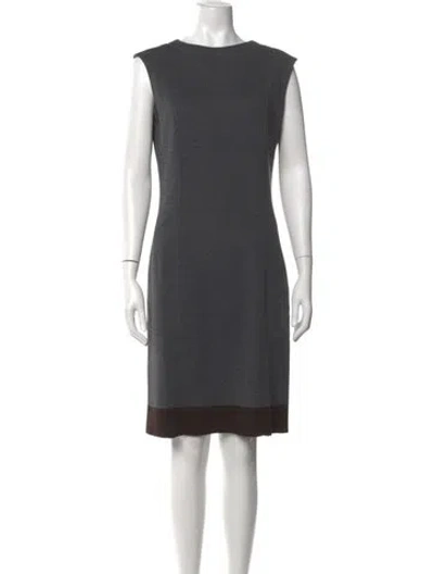 Pre-owned St John Wool Knee-length Dress In Brown/grey