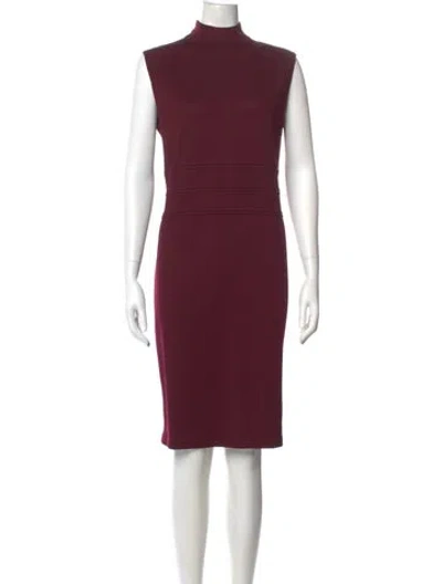 Pre-owned St John Wool Knee-length Dress In Burgundy