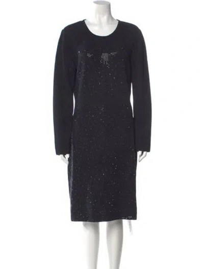 Pre-owned St John Wool Knee-length Dress In Gray