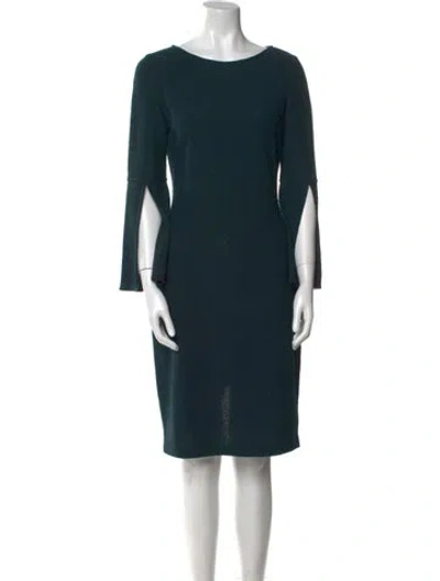 Pre-owned St John Wool Knee-length Dress In Green