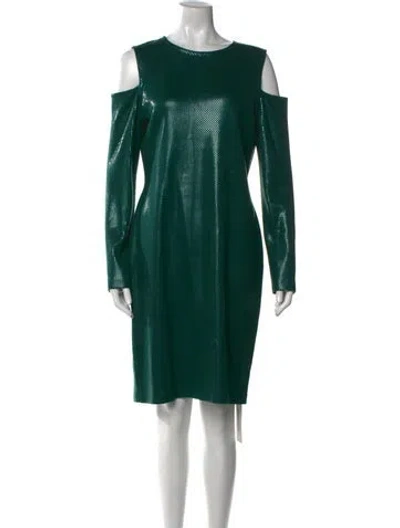 Pre-owned St John Wool Knee-length Dress In Green