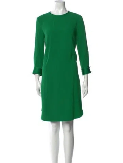 Pre-owned St John Wool Knee-length Dress In Green