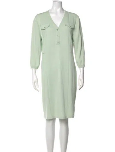 Pre-owned St John Wool Knee-length Dress In Green