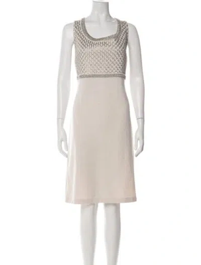 Pre-owned St John Wool Knee-length Dress In Green