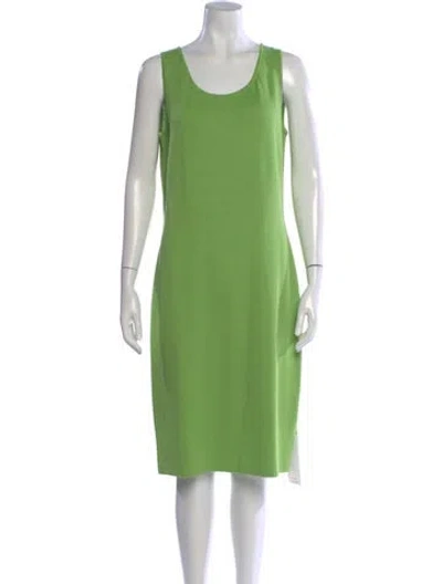 Pre-owned St John Wool Knee-length Dress In Green