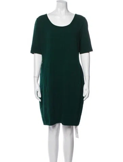 Pre-owned St John Wool Knee-length Dress In Green