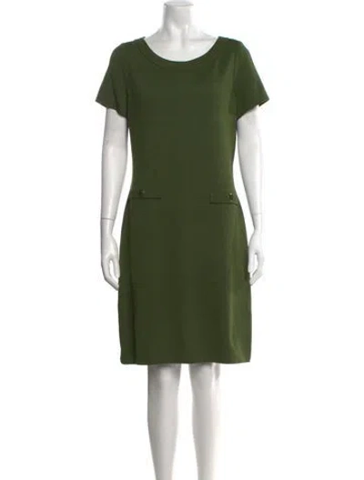 Pre-owned St John Wool Knee-length Dress In Green