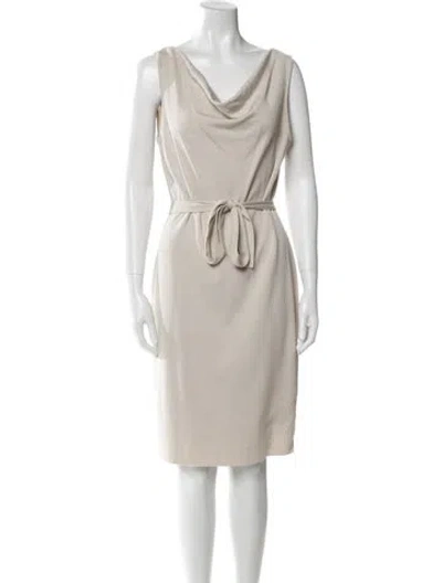 Pre-owned St John Wool Knee-length Dress In Neutral