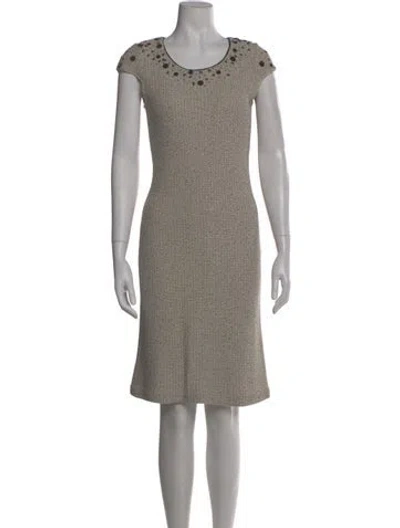 Pre-owned St John Wool Knee-length Dress In Neutral