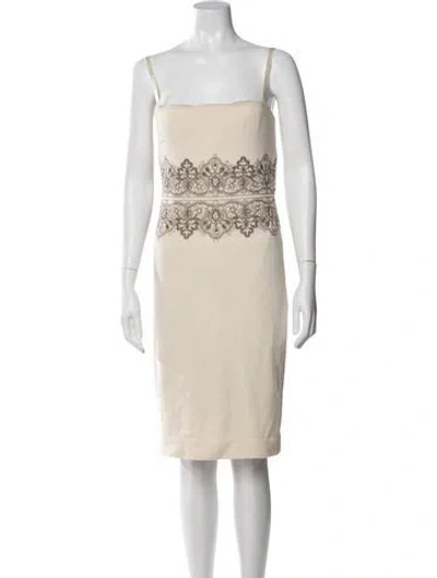 Pre-owned St John Wool Knee-length Dress In Neutral