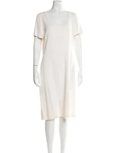 Pre-owned St John Wool Knee-length Dress In Neutral