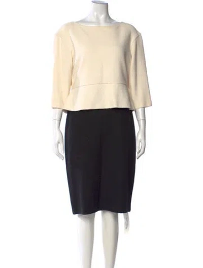 Pre-owned St John Wool Knee-length Dress In Neutral